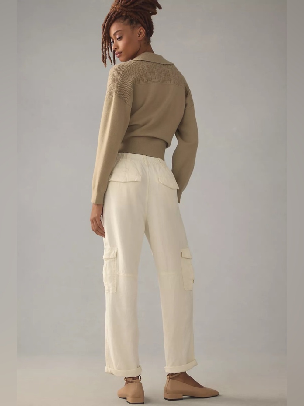 PILCRO Anthropologie Slim Beach Cargo Pants Linen Blend - Picture 3 of 12